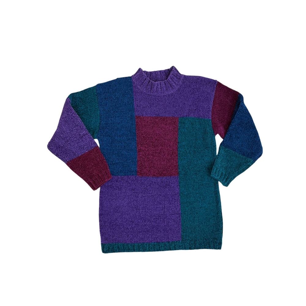 Vintage Leslie Fay Vintage 90s Overstock Colorblock Pullover Sweater Size Small